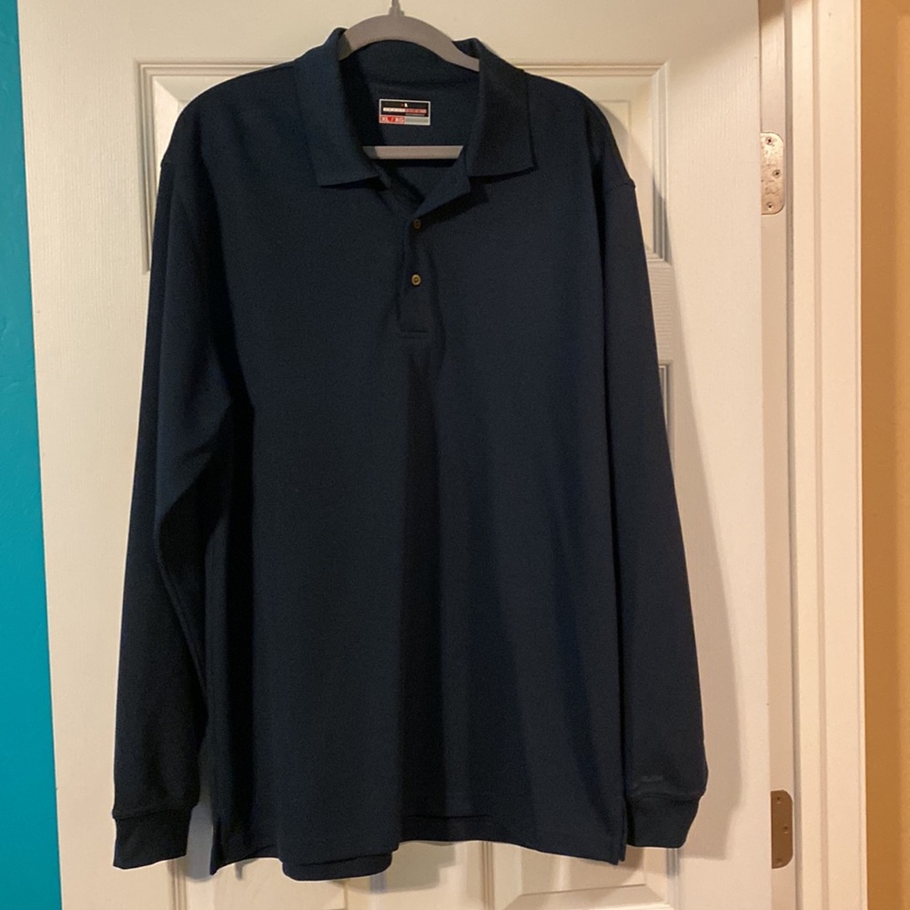 Mens Grand Slam Performance Long Sleeve Polo, Navy, XL